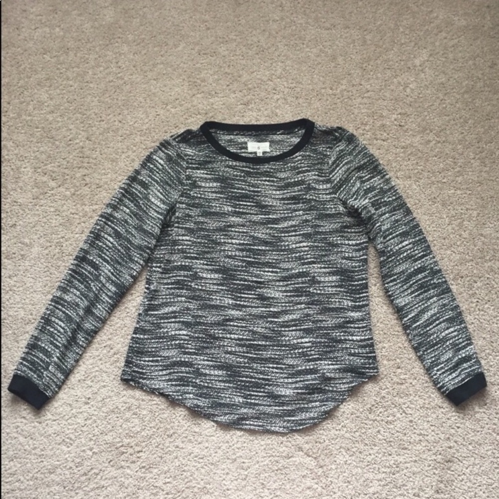 Lou & Grey black and white long sleeve blouse